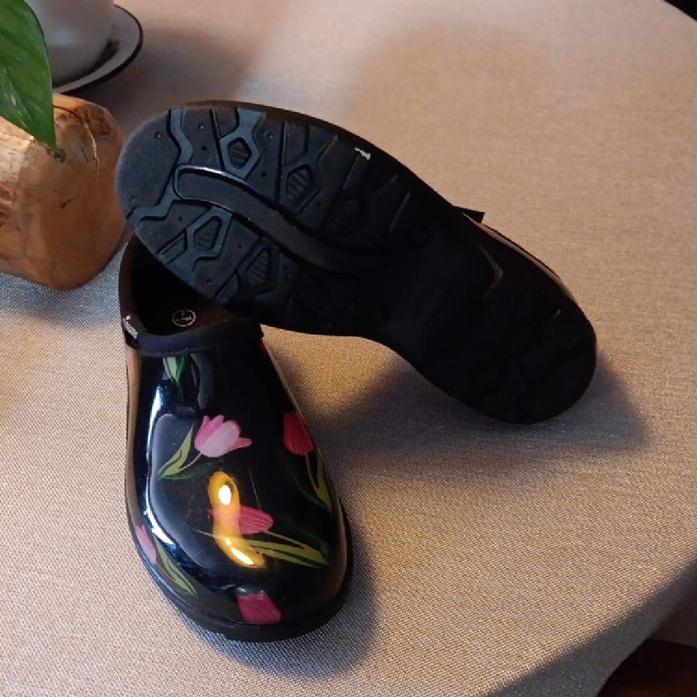 Sloggers Womens Black Floral Sloggers Size 8 - Picture 4 of 4
